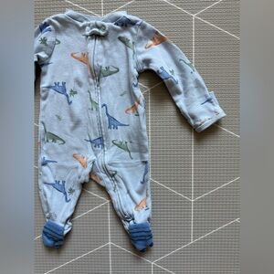 Carters|Baby boy Light Blue Dinosaur Print Long sleeve footie pajamas,0-3M•Cute